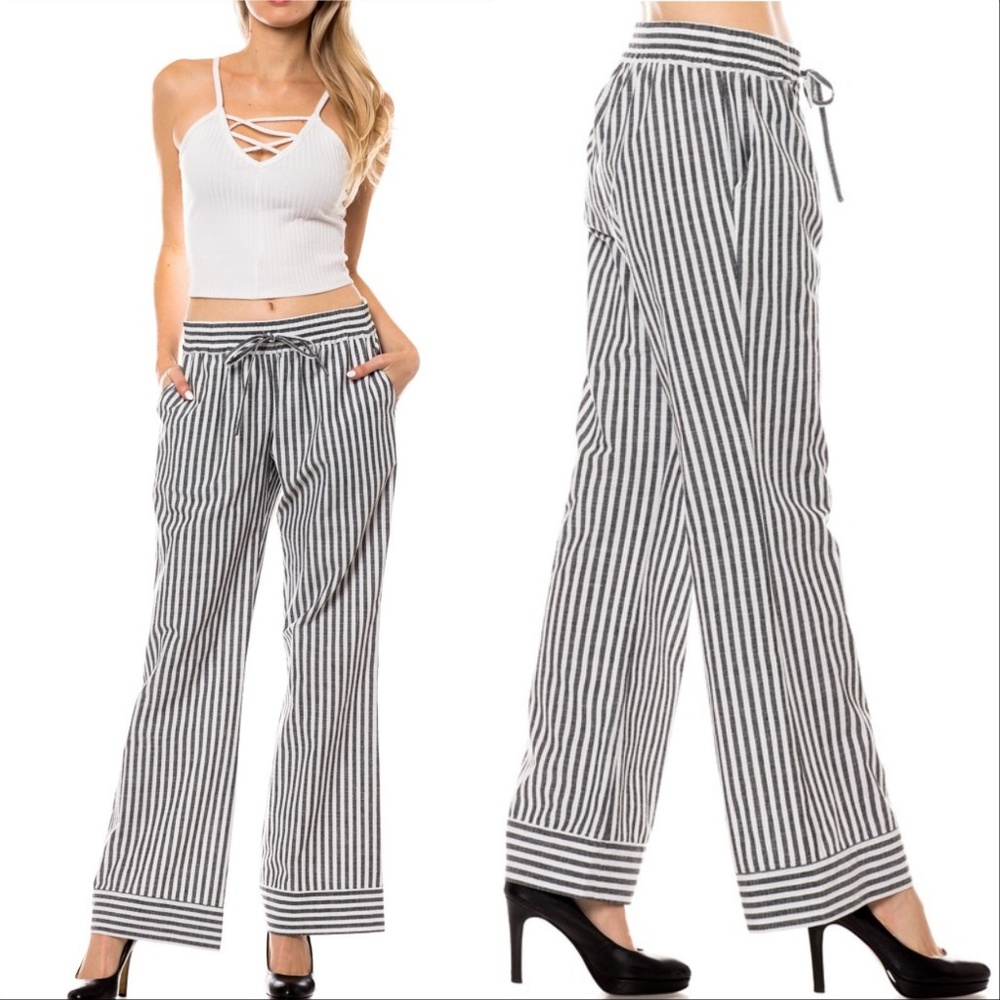 "Nautical Girl" STRIPED WIDE LEGGED PANTS - Picture 3 of 3